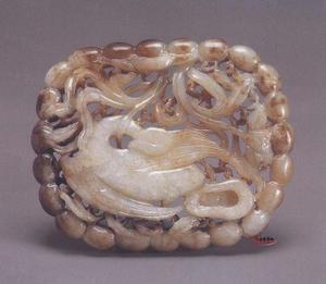 白玉雕春水圖件