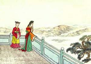 “一聲何滿子，雙淚落君前。”詩意圖