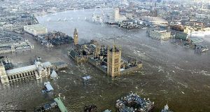 根據洛夫洛克此前的預測，2040年的倫敦將因為海平面上升面臨巨大威脅