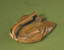 清黃楊木雕筆掭 清黃楊木雕筆掭