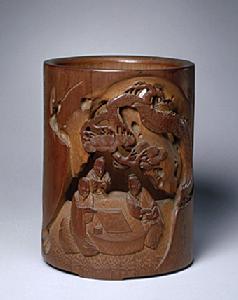 朱三松竹雕人物筆筒 朱三松竹雕人物筆筒