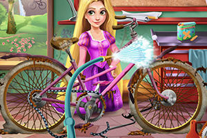 長髮公主修理腳踏車