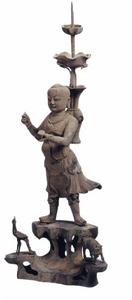 明青銅人物燭台 明青銅人物燭台