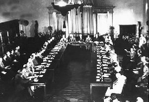 （圖）1944年的敦巴頓橡樹園會議建議案中破天荒地提出：“應設立聯合國軍事參謀團”。 