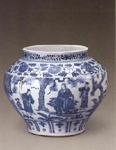 青花人物罐 青花人物罐