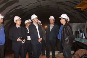 項目經理路剛向集團公司副總經理姜偉(右3)