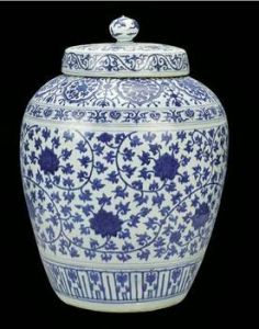 明嘉靖青花大蓋罐 明嘉靖青花大蓋罐