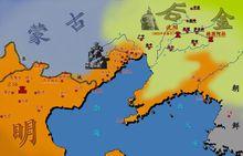 仁祖前期明、後金（清）、朝鮮對峙形勢圖