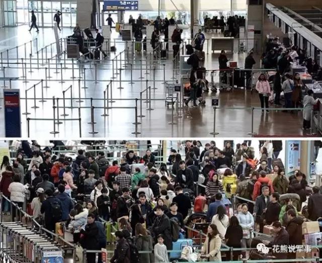 上下兩圖為當前與過去的中國赴韓游規模對比，近期韓國旅遊業赤字創新高