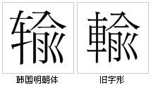 “輸”字形對比
