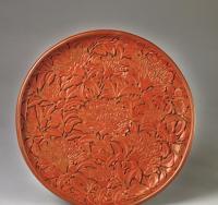 明剔紅石榴花圓盤