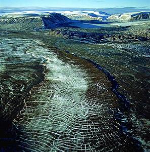 （圖）在加拿大北極的一個冰島上，溫暖的水形成了越來越大的港灣，且大有不斷擴張之勢。