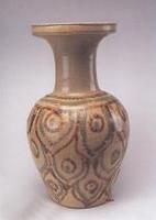 唐長沙窯青釉褐綠點彩蓮紋尊 唐長沙窯青釉褐綠點彩蓮紋尊