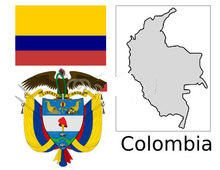 哥倫比亞國旗、國徽和地圖