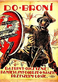 波蘭的宣傳海報，內文說：“拿起武器！拯救祖國！謹記我們將來的命運。”