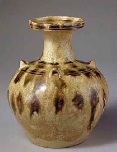 青釉褐斑四系壺