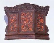 清乾隆紫檀嵌黃楊木雕雲龍寶座屏風 清乾隆紫檀嵌黃楊木雕雲龍寶座屏風