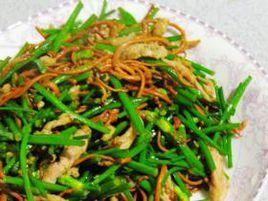 肉絲蟲草花炒韭苔 肉絲蟲草花炒韭苔