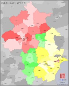 綠色部分為廊坊市行政轄區