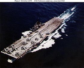 約克城號在進行適航測試。攝於1943年