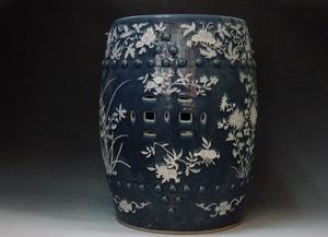 清藍釉白花鼓墩 清藍釉白花鼓墩