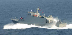 參加海上聯合演習的台海軍光華6號飛彈艇