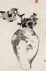 清朱耷瓶菊圖 清朱耷瓶菊圖