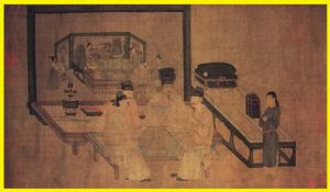 五代周文矩重屏會棋圖 五代周文矩重屏會棋圖