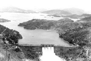 古田溪水電站一級大壩建成後的水庫