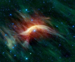 在圖片中心處的藍色恆星就是蛇夫座ζ（截塔）星，被周圍密集的星際塵埃和氣體包裹著。