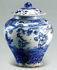 明宣德青花八仙紋蓋罐 明宣德青花八仙紋蓋罐