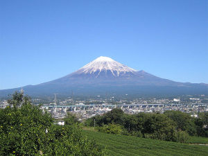 從富士市的岩本山所見的富士山