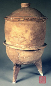 《新石器紅陶帶蓋甗》 《新石器紅陶帶蓋甗》