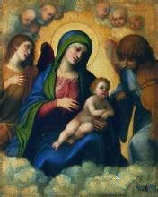 懷抱聖子的榮光聖母和天使 懷抱聖子的榮光聖母和天使