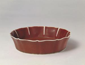 鮮紅釉葵花式洗 鮮紅釉葵花式洗