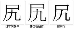 “尻”字形對比