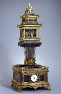 清乾隆銅鍍金空中仙閣祝壽鍾 清乾隆銅鍍金空中仙閣祝壽鍾