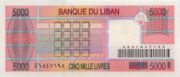 黎巴嫩鎊1995o年版5000 Livres面值——反面