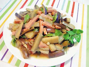 火腿炒茄瓜