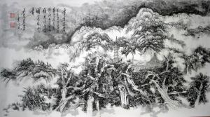 黃東雷靈岩寺國畫《雪夜靈岩》