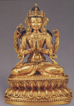 銅鎏金四臂觀音菩薩像