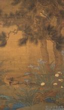 宋人畫雙松花鳥軸 宋人畫雙松花鳥軸
