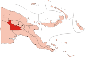 南部高地省位於巴布亞紐幾內亞的位置