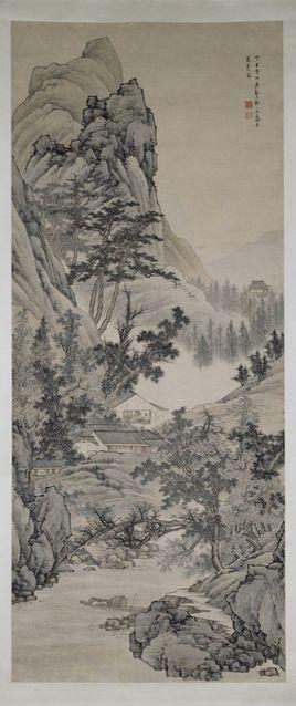 山水圖[清代鄒喆創作中國畫]