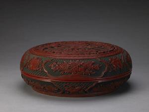 清剔黃壽春圖圓盒 清剔黃壽春圖圓盒