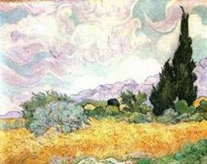 金黃色的莊稼和柏樹 金黃色的莊稼和柏樹