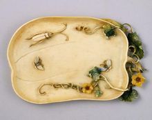 清染牙雕瓜蝶洗 清染牙雕瓜蝶洗