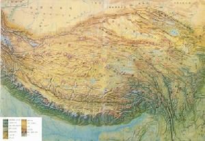 青藏高原海拔地形示意圖