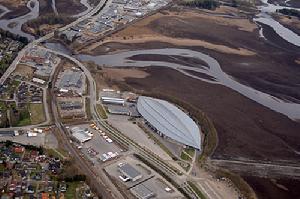 挪威海德馬克首府哈馬爾（Hamar，Hedmark）海盜船溜冰場（Vikingskipet）鳥瞰