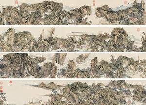 錢維城 雁盪圖 紙本設色 手卷 31.5&times;730cm